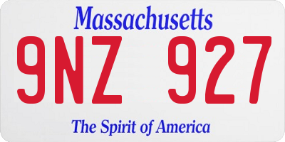 MA license plate 9NZ927