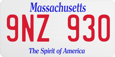 MA license plate 9NZ930