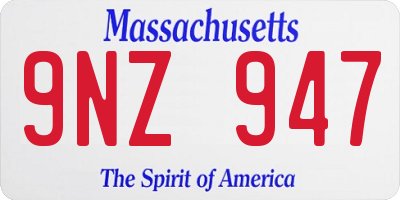 MA license plate 9NZ947