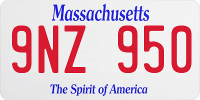 MA license plate 9NZ950