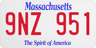 MA license plate 9NZ951