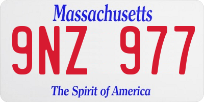 MA license plate 9NZ977