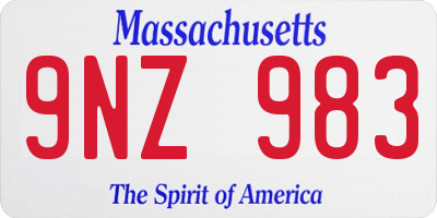 MA license plate 9NZ983
