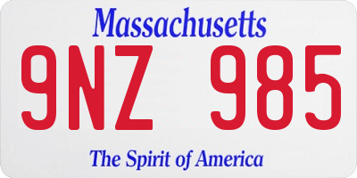 MA license plate 9NZ985