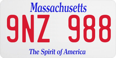 MA license plate 9NZ988