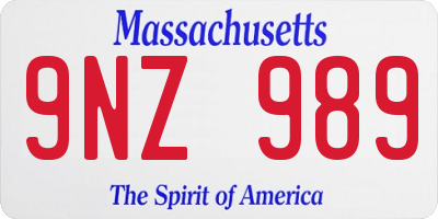 MA license plate 9NZ989