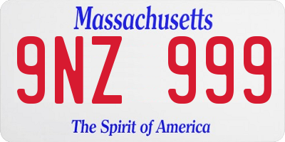 MA license plate 9NZ999