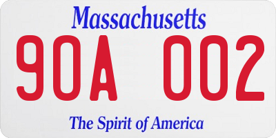 MA license plate 9OA002