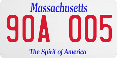 MA license plate 9OA005