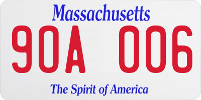 MA license plate 9OA006