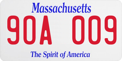 MA license plate 9OA009