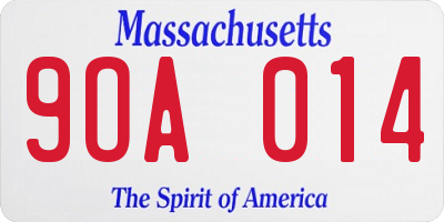 MA license plate 9OA014