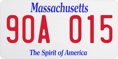 MA license plate 9OA015