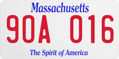 MA license plate 9OA016