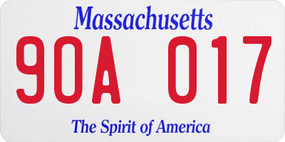 MA license plate 9OA017