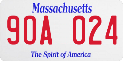 MA license plate 9OA024