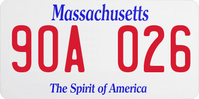 MA license plate 9OA026