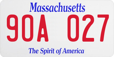 MA license plate 9OA027
