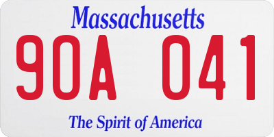 MA license plate 9OA041