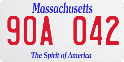 MA license plate 9OA042