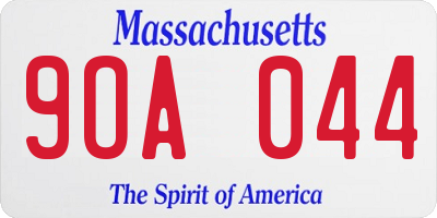 MA license plate 9OA044