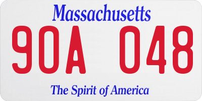 MA license plate 9OA048