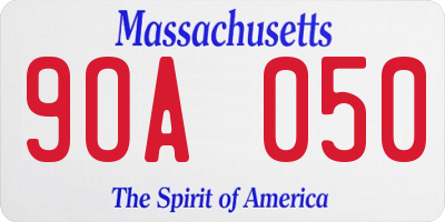 MA license plate 9OA050