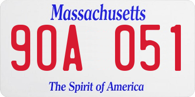 MA license plate 9OA051
