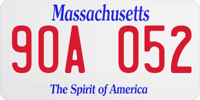 MA license plate 9OA052