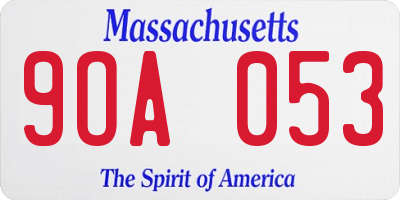 MA license plate 9OA053