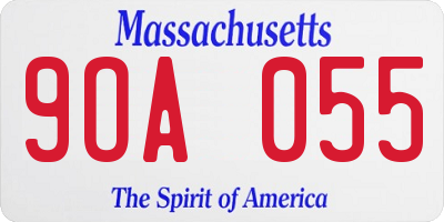 MA license plate 9OA055