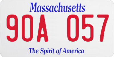 MA license plate 9OA057