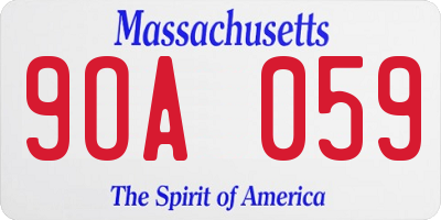 MA license plate 9OA059