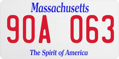 MA license plate 9OA063
