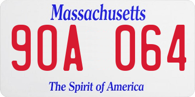 MA license plate 9OA064