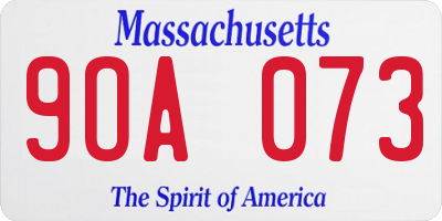 MA license plate 9OA073