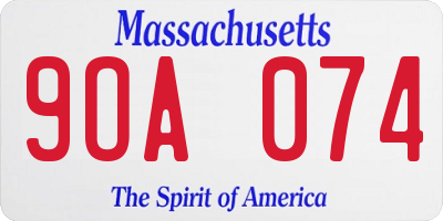 MA license plate 9OA074