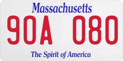MA license plate 9OA080