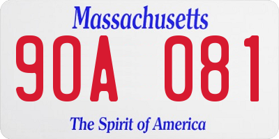 MA license plate 9OA081