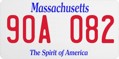 MA license plate 9OA082