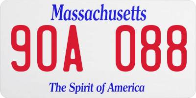 MA license plate 9OA088
