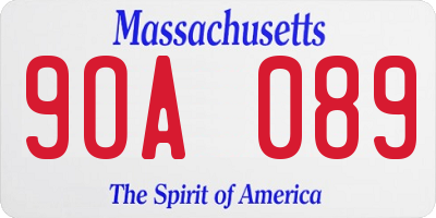 MA license plate 9OA089