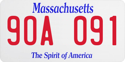 MA license plate 9OA091