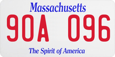 MA license plate 9OA096
