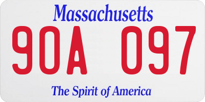 MA license plate 9OA097
