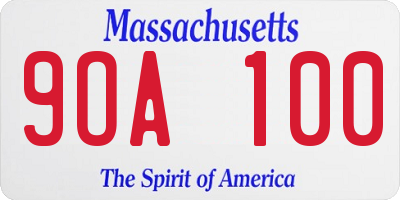 MA license plate 9OA100