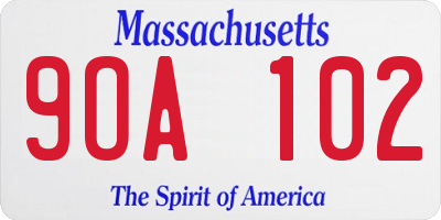 MA license plate 9OA102