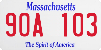 MA license plate 9OA103