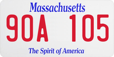 MA license plate 9OA105