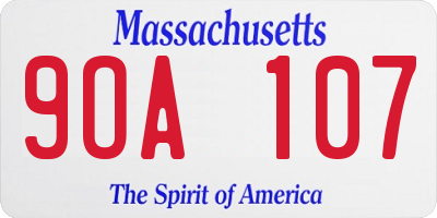 MA license plate 9OA107